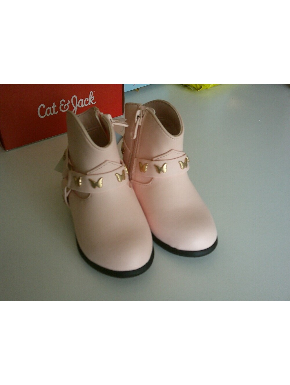 Toddler Pink Butterfly Strap Boots